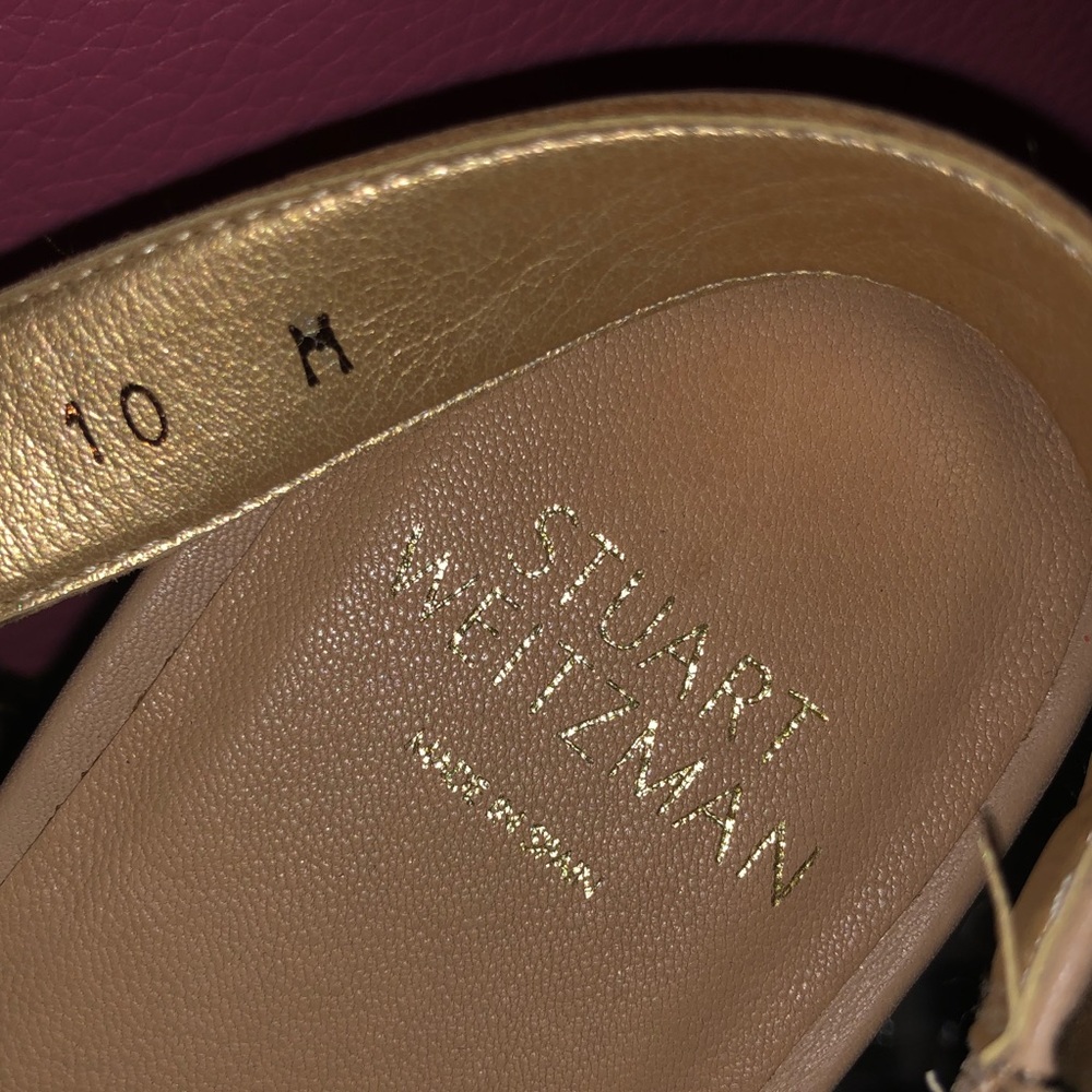 Stuart Weitzman Beige Studded Platform Sandals - image 3